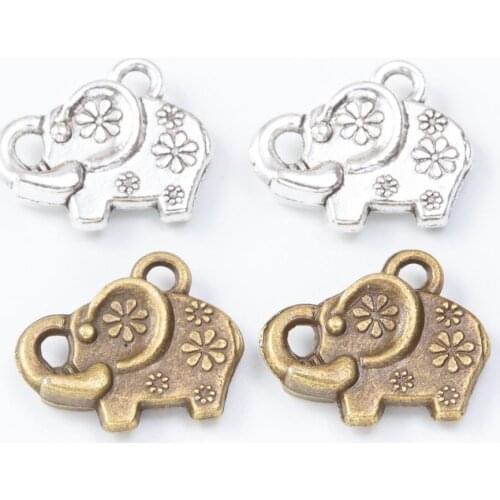 80pcs 13*16MM antique bronze silver color animal elephant charms metal pendants for bracelet necklace earring diy jewelry