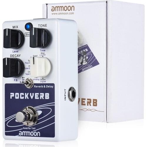 Ammoon POCKVERB Reverb & Delay Guitar Effect Pedal 7 Reverb Effects + 7 Delay Effects With Tap Tempo Function True Bypass