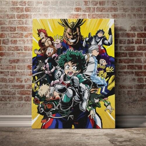 Boku no Hero Academia anime collages Wooden Frame Canvas poster Framed Painting wall Art decor room Study Home Decoration Prints