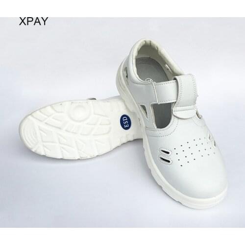 Anti-static Anti-smashing and Dust-free White Safety Shoes Steel Toes Air Permeability and Anti-smashing Shoes
