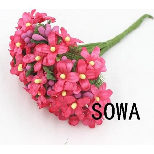 Free Shipping New 24PCS/lot Colourful Artificial Floral Fabric Bridal Bouquet Flower Stamens With Leaves for Wedding Decoration