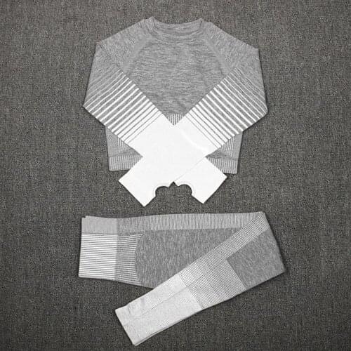 Seamless Women Yoga Set Workout Sportswear Gym Clothing Fitness Long Sleeve Crop Top High Waist Leggings Sports Bra Suits 2021