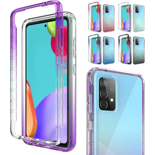 For Samsung Galaxy A52 A72 A42 A32 5G A12 A71 A51 A21 A11 Case 360 Full Protection Hard PC + Soft TPU Gradient Color Phone Cover