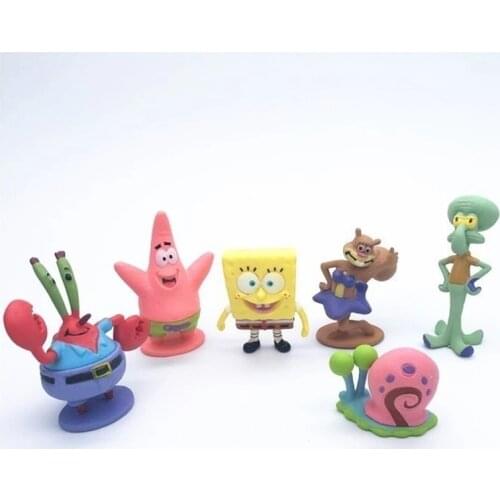6Pcs/Set Kawaii Squidward Tentacles PVC Model Action Figure Dolls Cartoon Animal Vinyl Classic Model Toys For Children