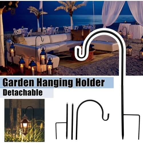 Hot New Garden Hanging Holder Lantern Hook Shepherd Hook Bird-Feeder Garden Stake Detachable Plant Stand Home Garden Decoration
