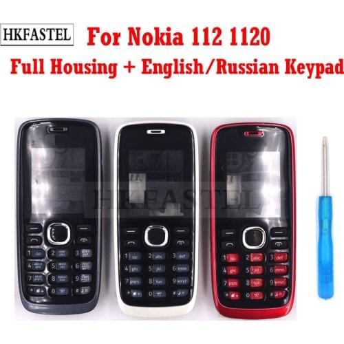 HKFASTEL 1120 Cover For Nokia 112 1120 New Mobile Phone housing Cover Case + Engilish / Russian Keypad + Tool
