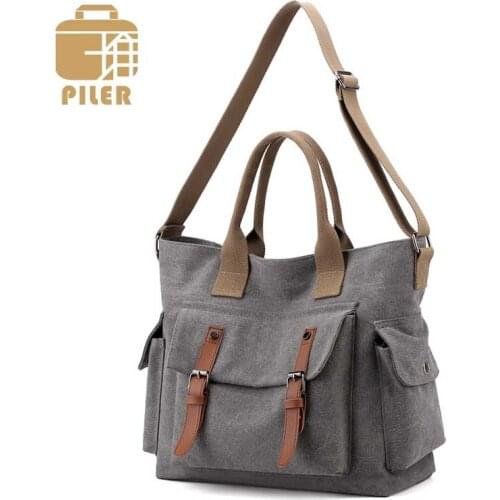 Piler Large Capacity Vintage Canvas Messenger Bags for Men Women Travel Shoulder Bag Unisex Canvas Crossbody Bag Casual Tote