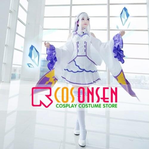 COSPLAYONSEN Emilia Re Zero Re Life in a Different World from Zero Halloween Fancy Dress Cosplay costume All Size+Leg Warmers