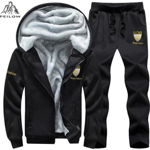 PEILOW size 7XL8XL 9XL Winter Tracksuit Men Sweatshirt Sporting set Fleece Thick Hooded Casual Running sportSuit Men Jacket+Pant