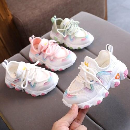 Toddler Girls Mesh Sneakers Fashion Cute Baby Breathable Running Shoes Pink Sports Shoes Kids Shoes for Girl 2 3 4 5 6 Years