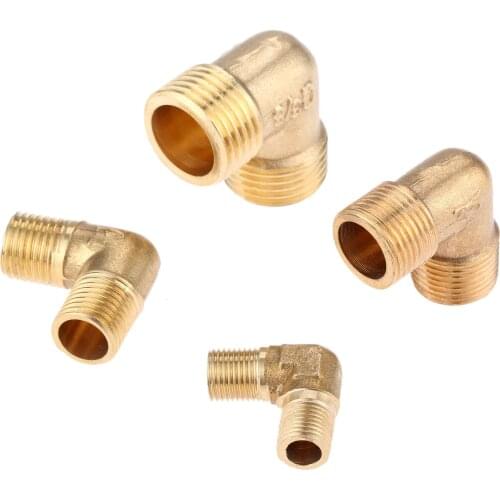 1/8" 1/4" 3/8" 1/2" Brass Fitting Connector BSP Male Thread 90 Deg Elbow Pipe Fitting Pneumatic Connector Coupler For Air Water