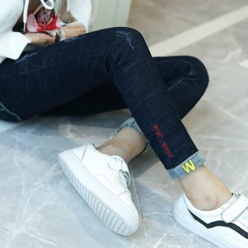 Girls leggings new 2020 autumn kids jeans big girls elastic skinny children pencil pants for 2 to 14 years old casual trousers