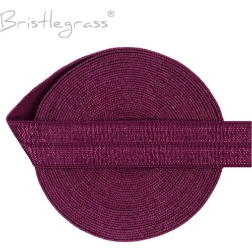 BRISTLEGRASS 5 Yard 5/8" 1.5cm Solid Color FOE Fold Over Elastic Spandex Satin Band Kid Hair Headband Dress Lace Trim DIY Sewing