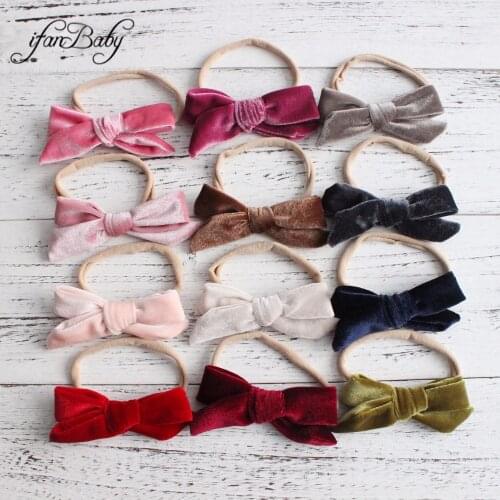 Fashion Oversize Velvet Bow Girl Nylon Headband