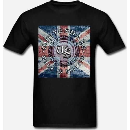 Fashion Logo Printing T Shirts Whitesnake Made In Britain World Record Men Shirt Round Neck Cool