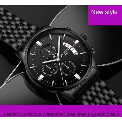2021 new watch mens fashion luminous waterproof steel band mens quartz watch student watch men
