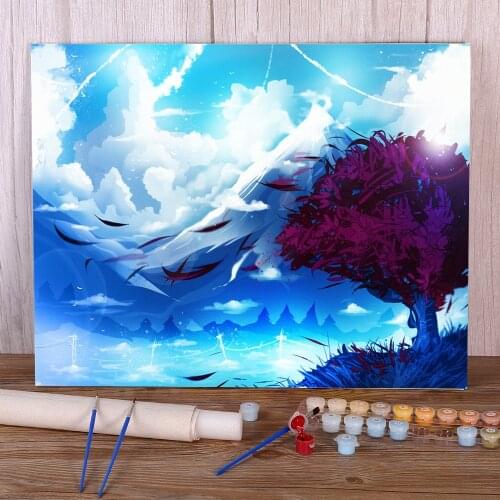 Scenery Blue Wind Coloring By Numbers Painting Set Acrylic Paints 50*70 Canvas Pictures Loft Wall Picture For Handiwork