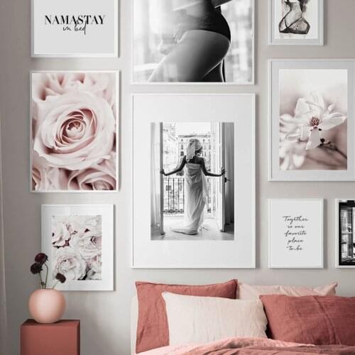 Blossom Rose Flower Paris Fashion Girl Wall Art Canvas Painting Nordic Posters And Prints Wall Pictures For Living Room Decor