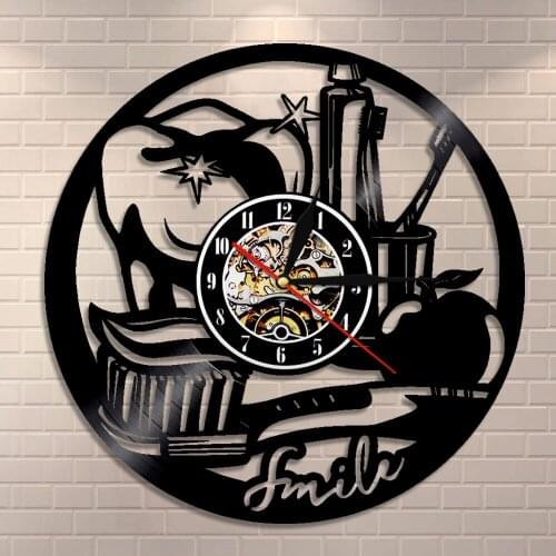 Teeth Vinyl Record Clock Dentist Gift Office Decor Wall Art Modern Wall Clock Dentistry Vintage Clock Dentist Retirement Gift