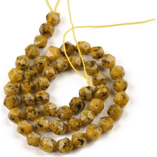 Natural Stone Faceted Yellow Granite Beads Natural Stone Loose Beads Needlework for Jewelry Making 8mm DIY Bracelet
