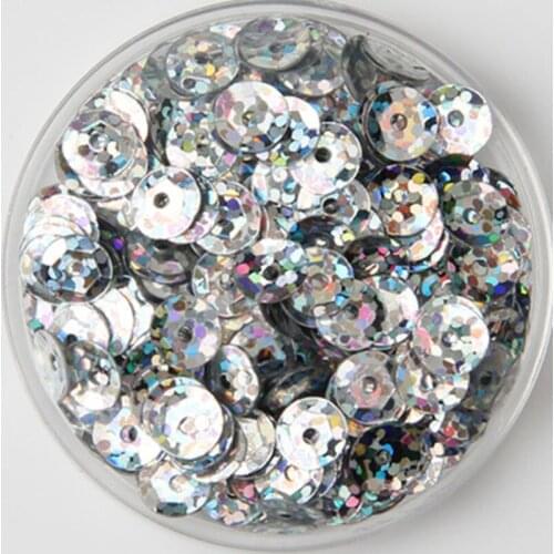New!! 8mm Cup Laser SIlver Round Loose Sequin Paillette Sewing,Wedding Craft,Women Kids DIY Garment Accessory