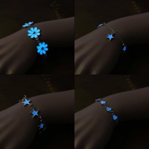 New Fashion Luminous Anklet Bracelet Jewelry Beach Wind Blue Five Pointed Star Fringed Anklets For Women Foot Jewelry Wholesale