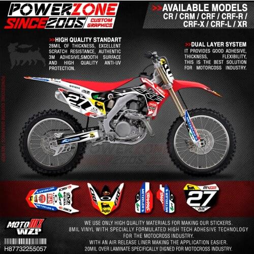 PowerZone Custom Team Graphics Backgrounds Decals 3M Stickers Kit For HONDA CRF250R 2010-2013 CRF450R 2009-2012 057