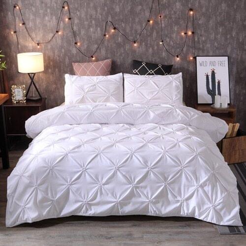 Luxury Black Duvet Cover Pinch Pleat Brief Bedding Set Queen King Size 3pcs Bed Linen set Comforter Cover Set With Pillowcase 49