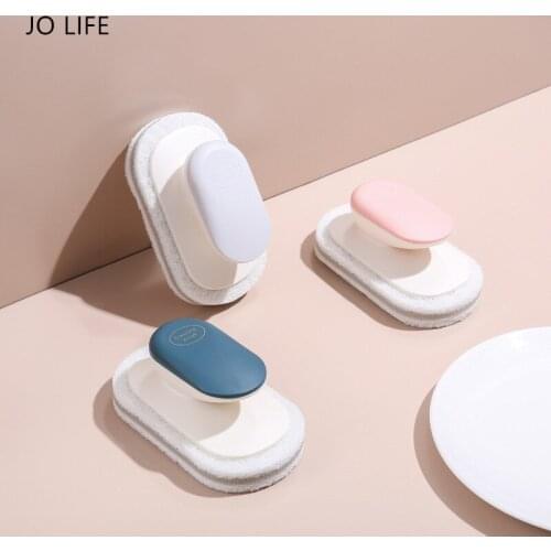 JO LIFE Handle Sponge Cleaning Brush Kitchen Bathroom Wash Pot Scouring Pad Multifunctional Cleaner Brush