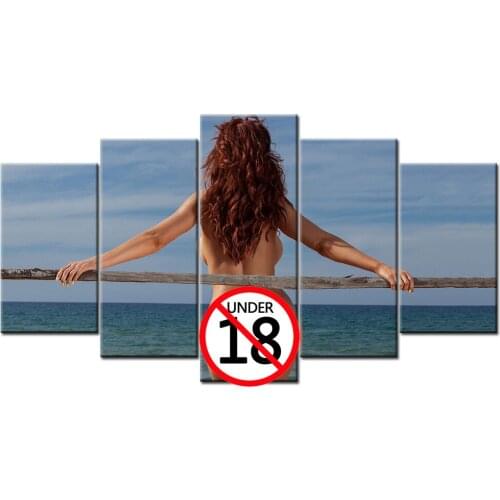 Sexy Girl By the Sea Hot Body Wall Art Modular 5 Pieces Canvas Painting Wall Picture Prints Poster For Living Room Decor