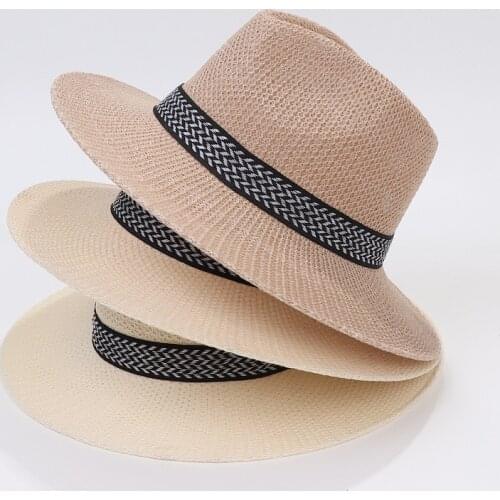 Sun Hats Mens Fedora Summer Solid Knitted Cotten Sun-Protection Breathable Beach Caps Cowgirl hat Cowboy Hats