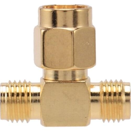 SMA Male to Two SMA Female Triple T RF Adapter Connector 3 Way Splitter NEW
