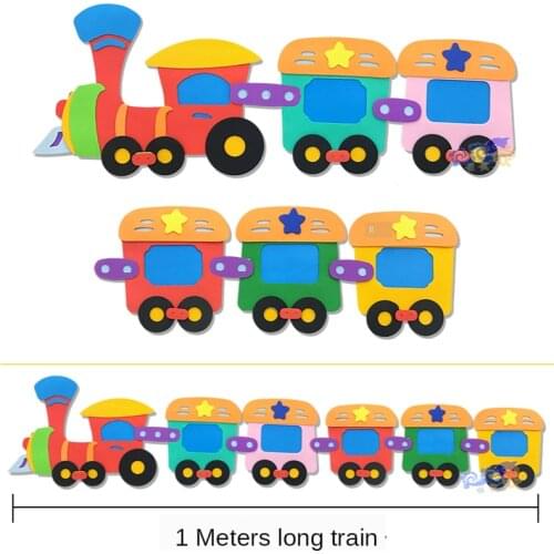 T-N New Children Room Cute Handwork 3D Small Train Combination Wall Sticker Kindergarten Classroom Decorations Toys For Kids DIY