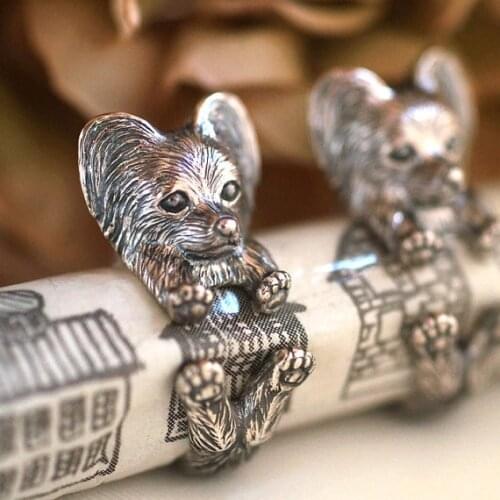 Vintage Adjustable Papillon Wrap Ring Retro Animal Papillon Men Rings High Quality Brand Designer Dog Jewelry Cs Go