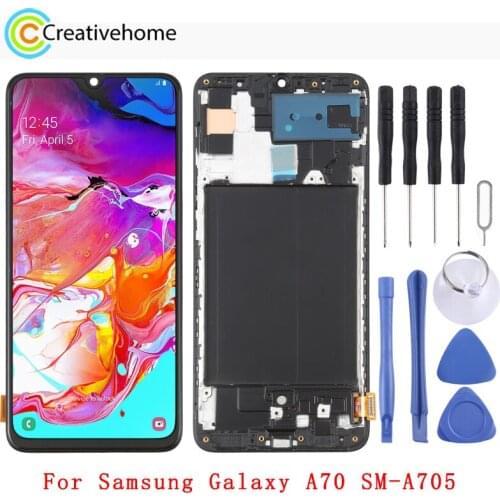 High Quality OLED Material LCD Screen and Digitizer Full Assembly with Frame for Samsung Galaxy A70 SM-A705