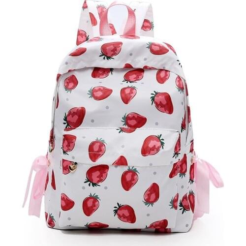 Strawberry print women backpack Children School Bags for Teenagers Girls Waterproof durable Breathable school backpack mochilas