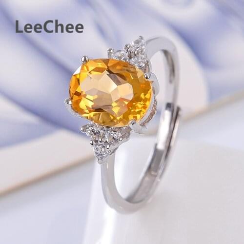 100% Natural Citrine Ring 925 Sterling Silver Yellow Gemstone Fine Jewelry for Women Gift 2ct Oval Birthstone 7*9MM free ship