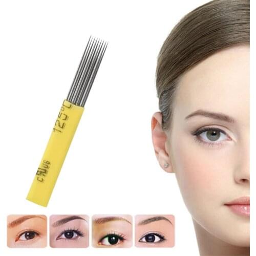 100pcs Disposable Tattoo Needles Permanent Makeup Microblading Blades