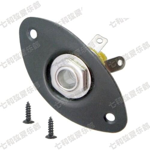 2 Pcs Black Oval 1/4" Guitar Jack Pickup output Input Jack Plug Socket 6.35mm for Electric Bass Guitar