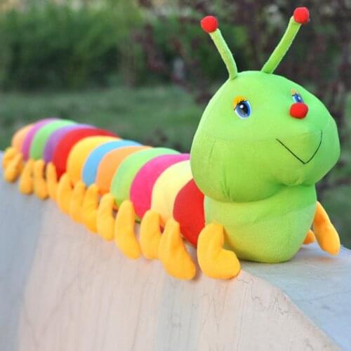 50CM Colorful Long Cognitive Plush Worm Stuffed Doll Toys Soft Worm Cushion Educational Gift for Birthday Kids