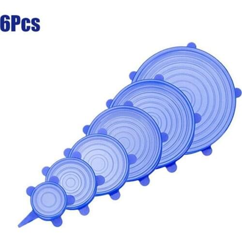 6PCS Silicone Stretch Lids New Universal Lid Silicone Bowl Pot Lid Silicone Cover Pan Cooking Food Fresh Cover Microwave Cover