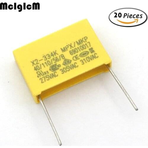 A022 20pcs 330nF capacitor X2 capacitor 275VAC Pitch 22.5mm X2 Polypropylene film capacitor 0.33uF