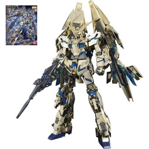 BANDAI MG 1/100 RX-0 Unicorn Gundam 03 Phenex Gold Coating Model Kids Assembled Toy Robot Anime Action Figures Collections Gifts