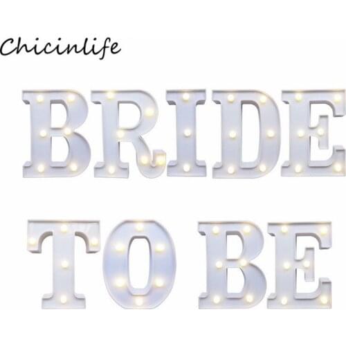 Chicinlife White Plastic Bride To be Letter LED Night Light Wedding Decoration Bridal Shower Bachelorette Party Supplies Gift