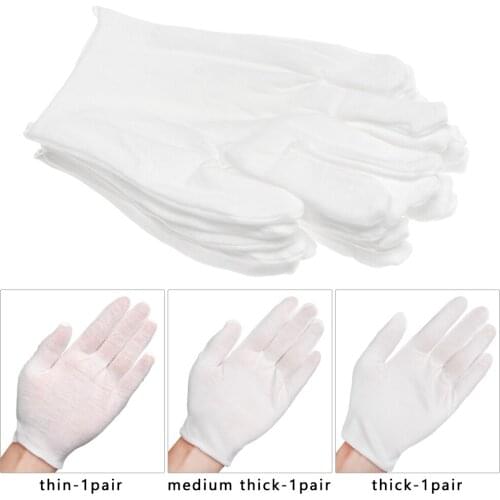 1Pair White Cotton Gloves Labor Protection Gloves for Jewelry Appreciation thin medium Gardening Kitchen Cleaning Gloves