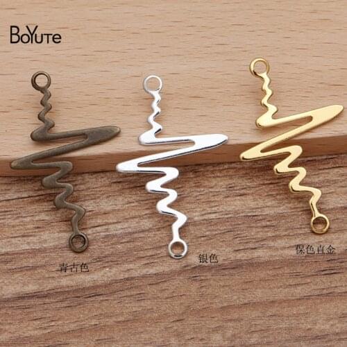 BoYuTe (50 Pieces/Lot) 38*24MM Metal Iron Curved Double Holes Pendant Materials Handmade Diy Jewelry Making Accessories