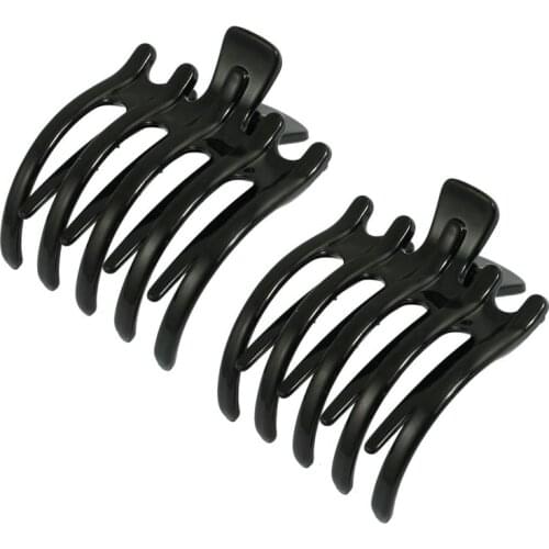 2 Pcs Black Plastic Hair Pin Crimp Hair Claw Clips For Women Girls