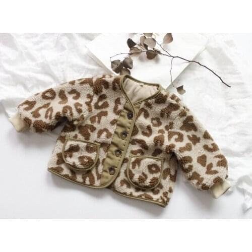 Childrens Clothing Kids Winter Warm Jackets Korean Fashion Leopard Lamb Wool Coats for Boys and Girls 2-7 Years Baby Outerwear