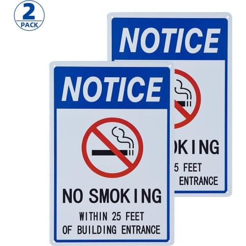 DL-No Smoking Within 25 Feet of Building Entrance Sign - 2 Pack Rust UV Protected,Weatherproof and Fade Resistant