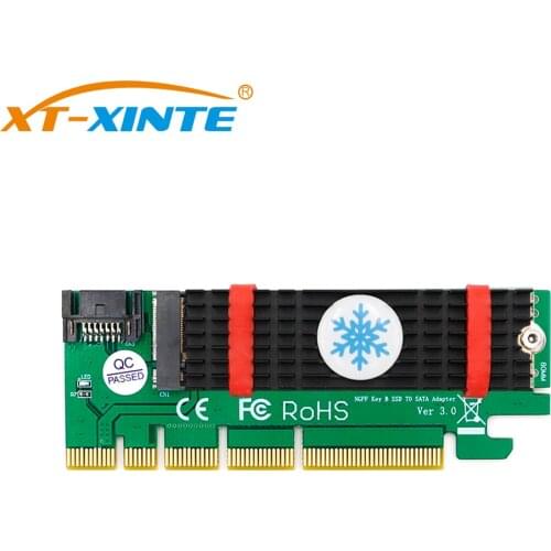For NGFF M.2 B Key SATA-Bus SSD to SATA3 Adapter with Heatsink PCIE x1 x4 x8 x16 Slot SATA Cable for 2230 2242 2260 2280 M2 SSD